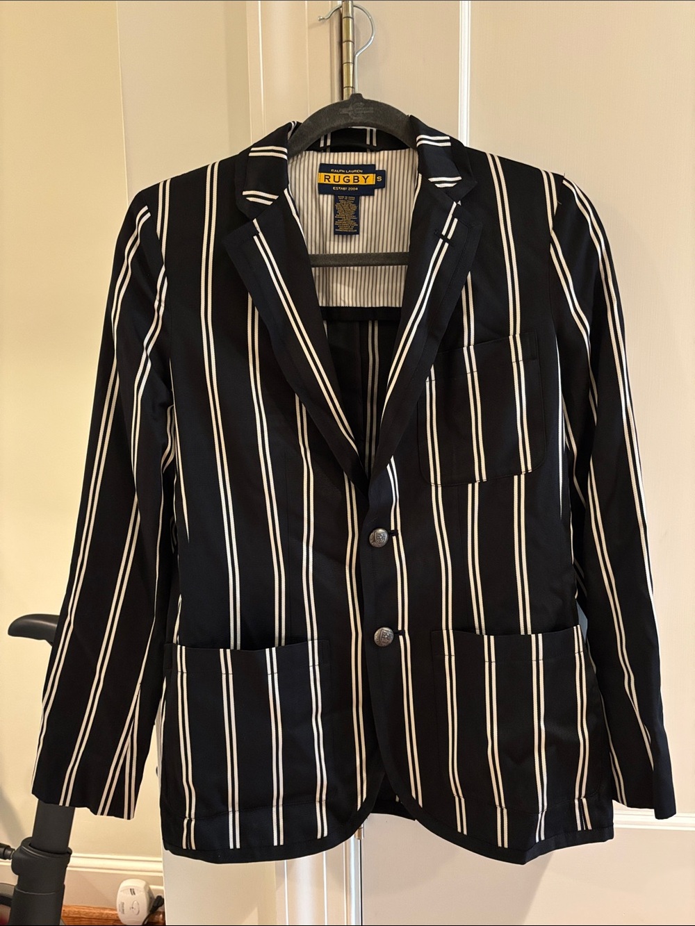 Ralph Lauren Rugby Silk Striped Black & White Blazer